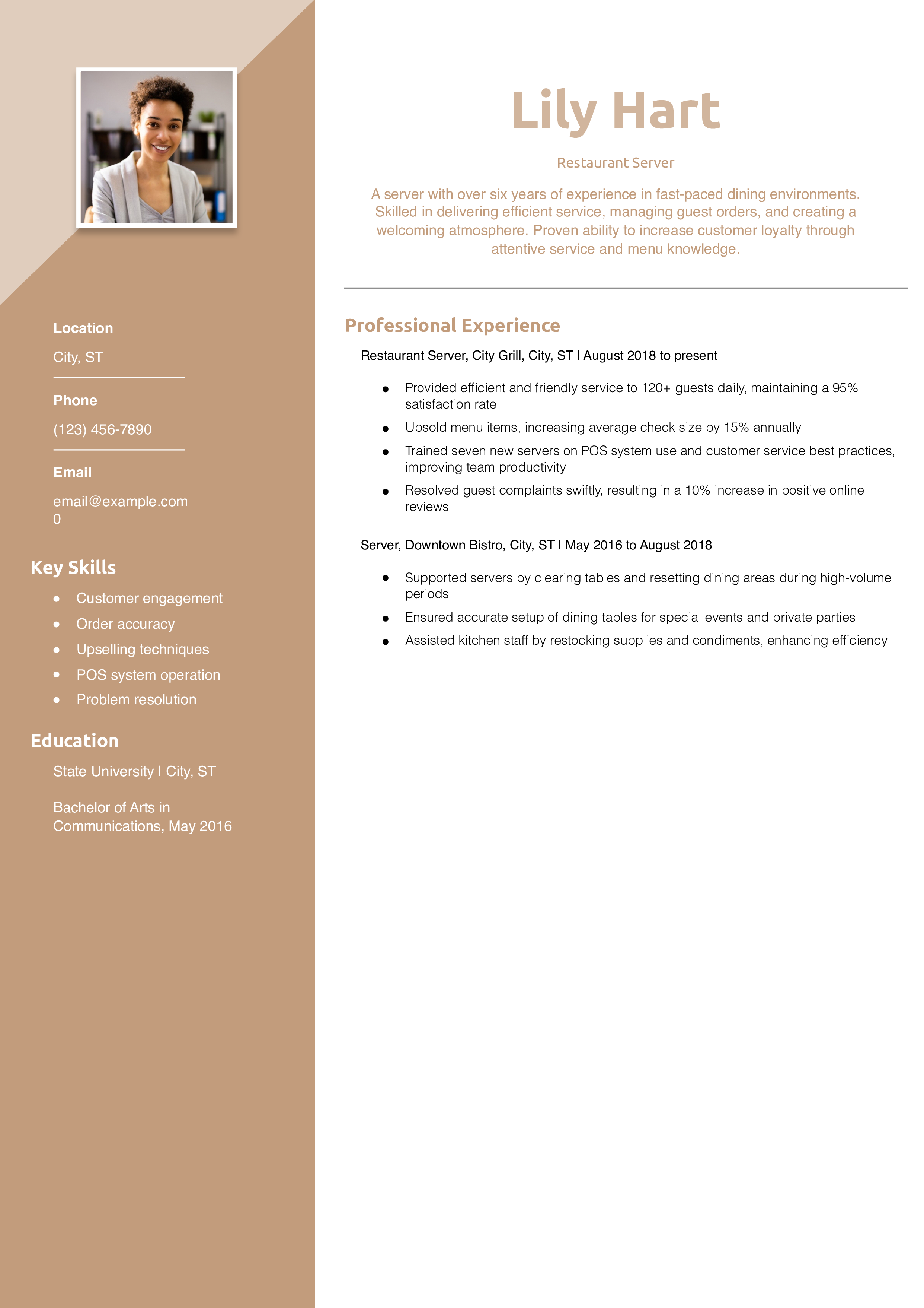 Restaurant Resume Examples and Templates